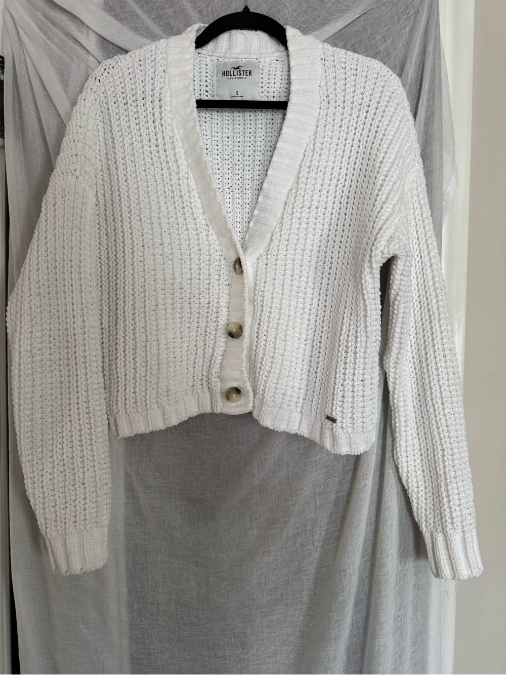 Hollister White Women’s Sweater Sz S EUC